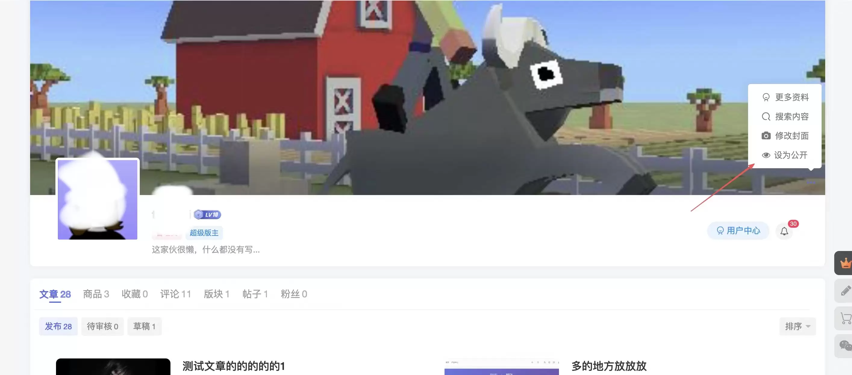 子比主题 – 个人主页公开/私密功能-安笙博客